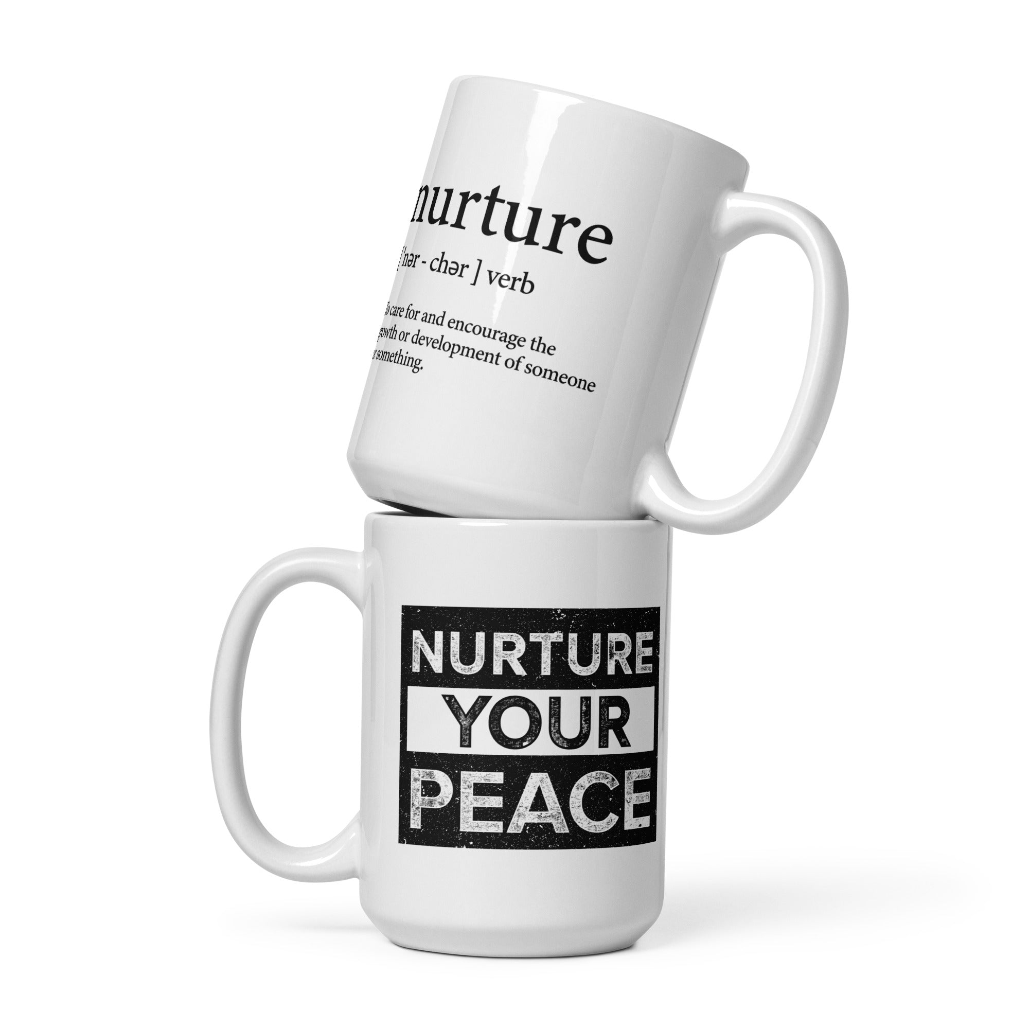 Nurture Your Peace White Glossy Coffee Mug